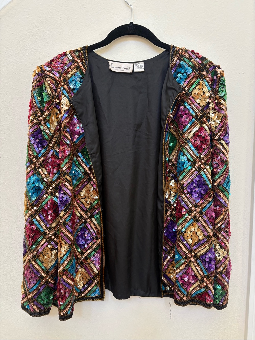 Laurence Kazar Multicolor Sequin Blazer with Gold Accents VINTAGE